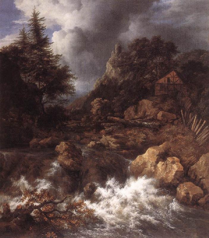 RUISDAEL, Jacob Isaackszon van Waterfall in a Mountainous Northern Landscape af oil painting picture
